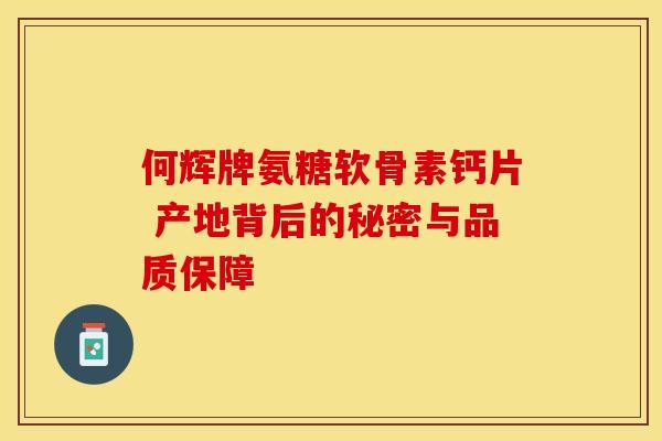 何辉牌氨糖软骨素钙片 产地背后的秘密与品质保障 何辉牌氨糖软骨素钙片 产地背后的秘密与品质保障