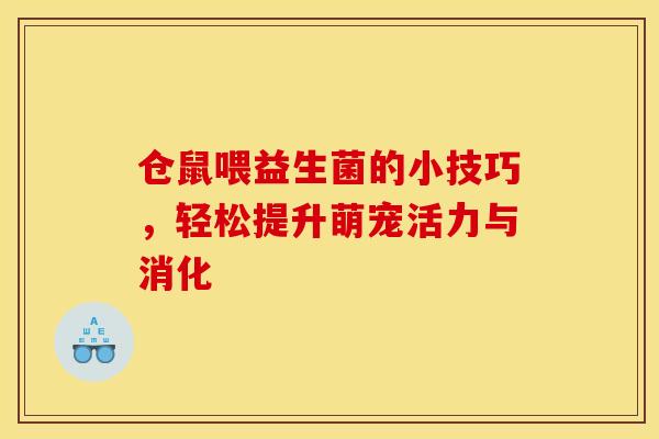 仓鼠喂益生菌的小技巧,轻松提升萌宠活力与消化 仓鼠喂益生菌的小技巧,轻松提升萌宠活力与消化