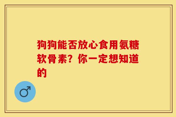 狗狗能否放心食用氨糖软骨素？你一定想知道的