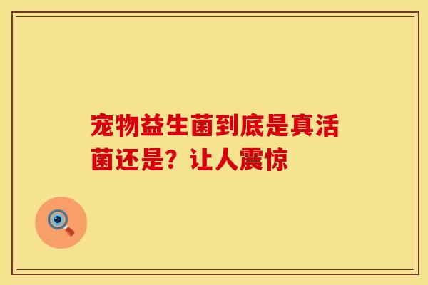 宠物益生菌到底是真活菌还是？让人震惊