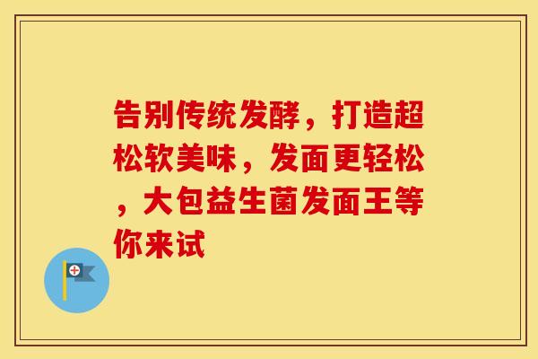告别传统发酵,打造超松软美味,发面更轻松,大包益生菌发面王等你来试 告别传统发酵,打造超松软美味,发面更轻松,大包益生菌发面王等你来试