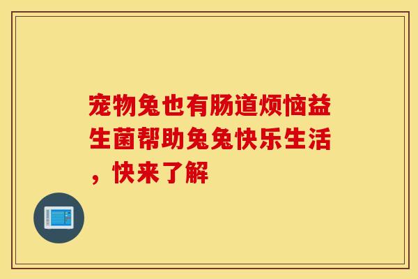 宠物兔也有肠道烦恼益生菌帮助兔兔快乐生活，快来了解