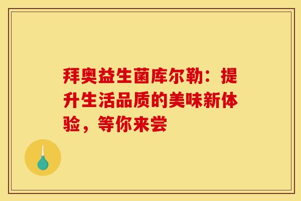 拜奥益生菌库尔勒：提升生活品质的美味新体验，等你来尝