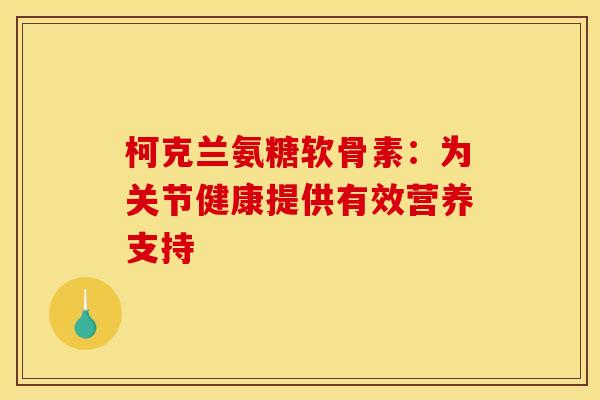 柯克兰氨糖软骨素：为关节健康提供有效营养支持