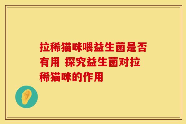 拉稀猫咪喂益生菌是否有用 探究益生菌对拉稀猫咪的作用