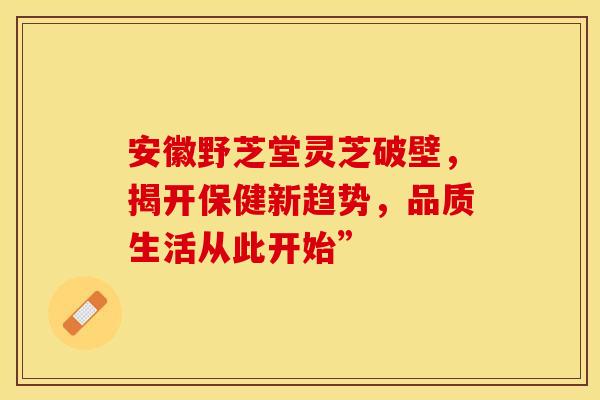安徽野芝堂灵芝破壁，揭开保健新趋势，品质生活从此开始”