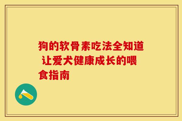狗的软骨素吃法全知道 让爱犬健康成长的喂食指南