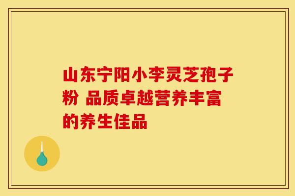 山东宁阳小李灵芝孢子粉 品质卓越营养丰富的养生佳品