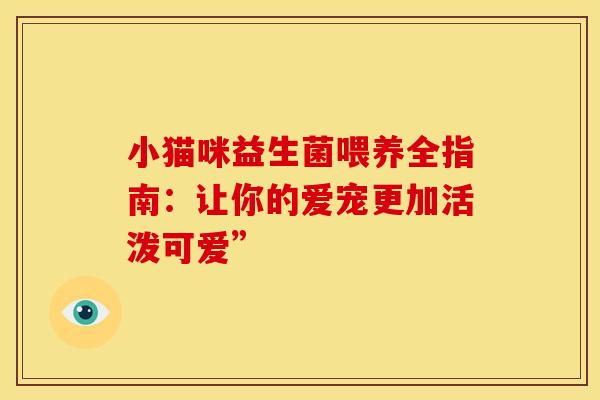 小猫咪益生菌喂养全指南：让你的爱宠更加活泼可爱”