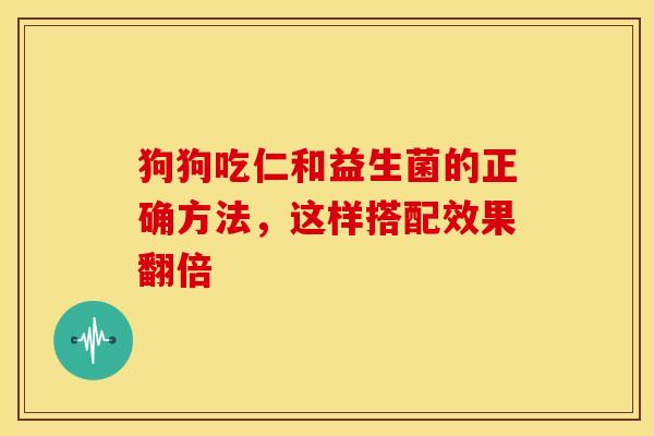狗狗吃仁和益生菌的正确方法，这样搭配效果翻倍