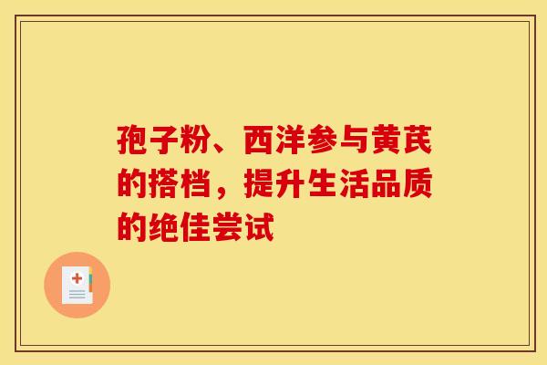 孢子粉、西洋参与黄芪的搭档，提升生活品质的绝佳尝试