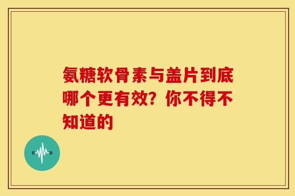 氨糖软骨素与盖片到底哪个更有效?你不得不知道的 氨糖软骨素与盖片到底哪个更有效?你不得不知道的