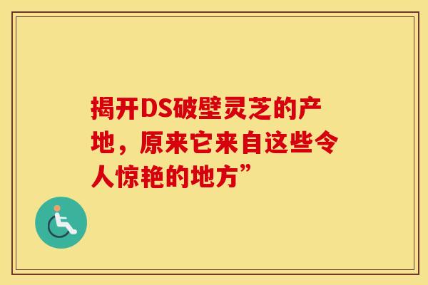 揭开DS破壁灵芝的产地，原来它来自这些令人惊艳的地方”