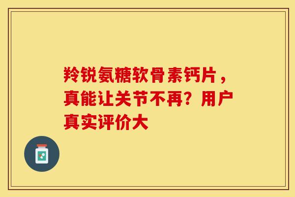 羚锐氨糖软骨素钙片，真能让关节不再？用户真实评价大