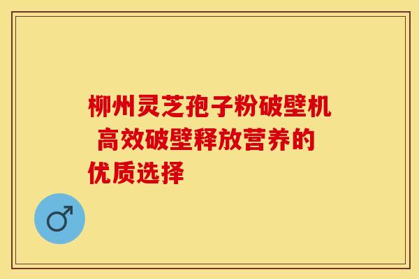 柳州灵芝孢子粉破壁机 高效破壁释放营养的优质选择