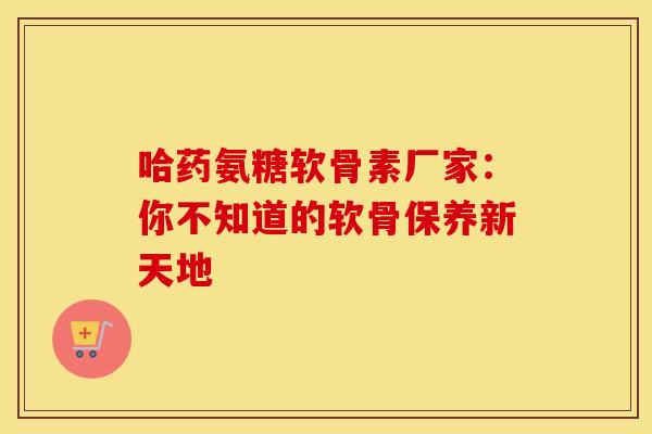 哈药氨糖软骨素厂家：你不知道的软骨保养新天地