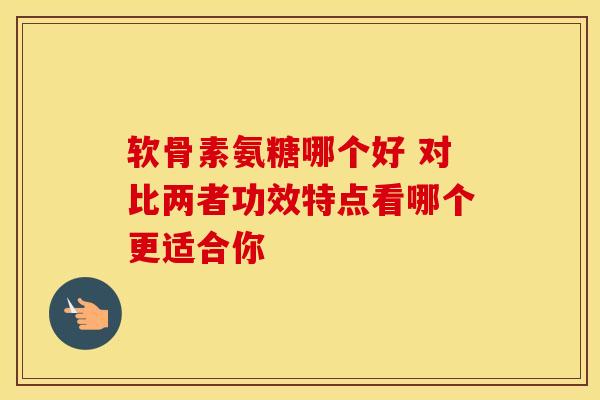 软骨素氨糖哪个好 对比两者功效特点看哪个更适合你
