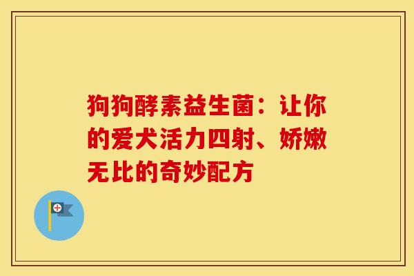 狗狗酵素益生菌：让你的爱犬活力四射、娇嫩无比的奇妙配方