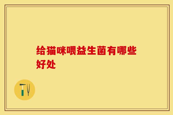 给猫咪喂益生菌有哪些好处