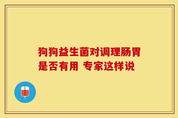 狗狗益生菌对调理肠胃是否有用 专家这样说