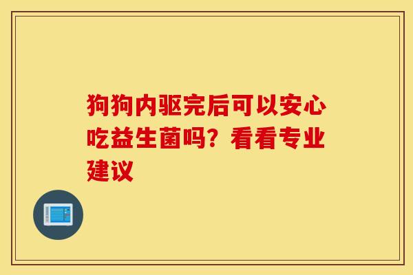 狗狗内驱完后可以安心吃益生菌吗？看看专业建议