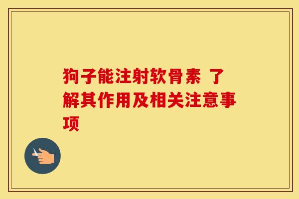 狗子能注射软骨素 了解其作用及相关注意事项