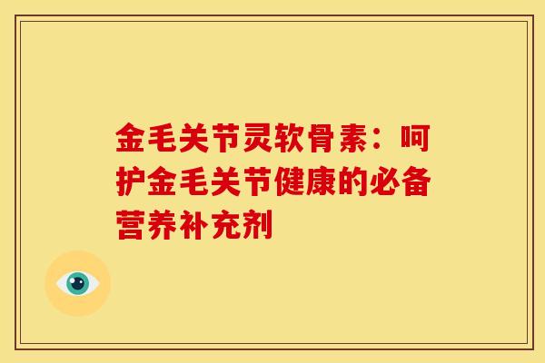 金毛关节灵软骨素：呵护金毛关节健康的必备营养补充剂