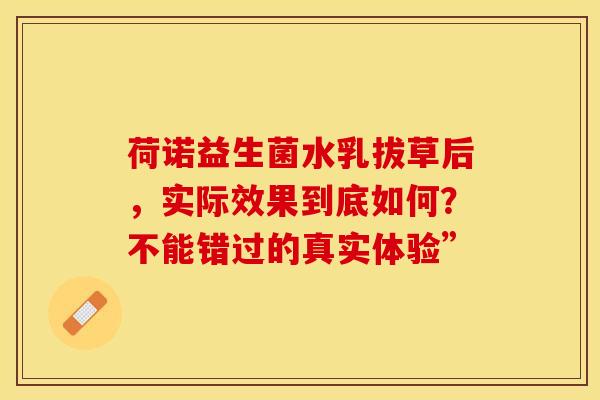 荷诺益生菌水乳拔草后，实际效果到底如何？不能错过的真实体验”