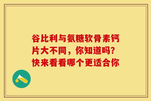 谷比利与氨糖软骨素钙片大不同,你知道吗?快来看看哪个更适合你 谷比利与氨糖软骨素钙片大不同,你知道吗?快来看看哪个更适合你