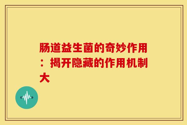 肠道益生菌的奇妙作用：揭开隐藏的作用机制大