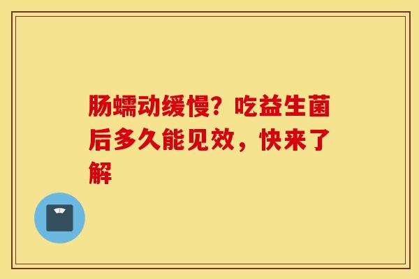 肠蠕动缓慢？吃益生菌后多久能见效，快来了解