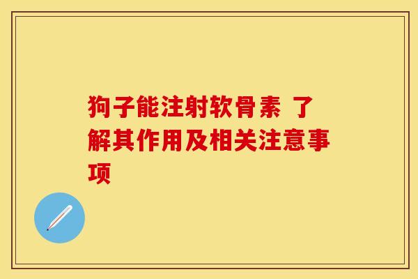 狗子能注射软骨素 了解其作用及相关注意事项 狗子能注射软骨素 了解其作用及相关注意事项
