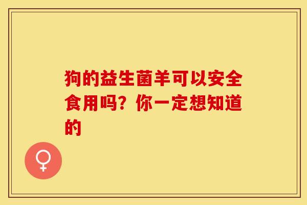狗的益生菌羊可以安全食用吗？你一定想知道的