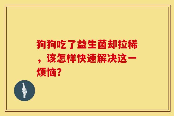 狗狗吃了益生菌却拉稀，该怎样快速解决这一烦恼？